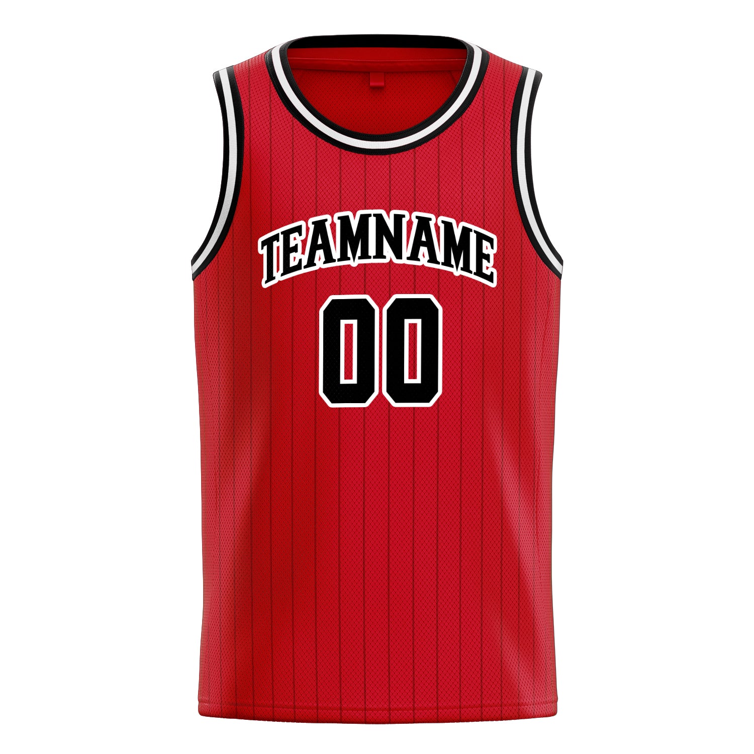 Personalized Red & Black Pinstripe Basketball Jersey
