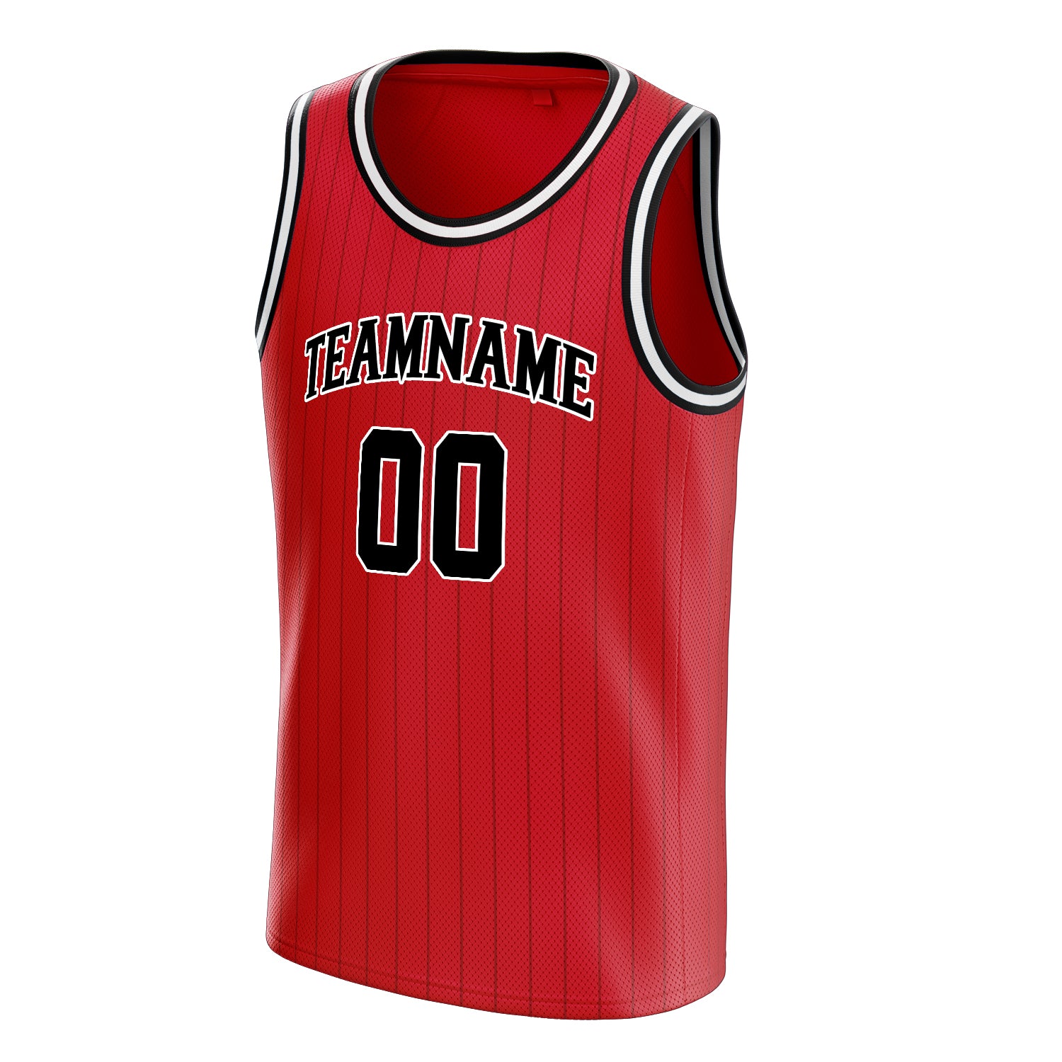 Personalized Red & Black Pinstripe Basketball Jersey