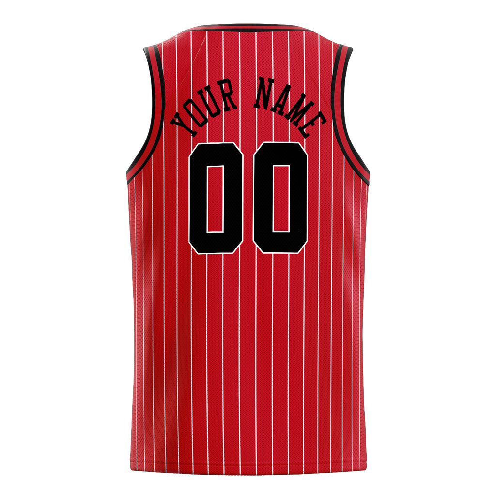 Personalized Red & Black White Pinstripe Basketball Jersey
