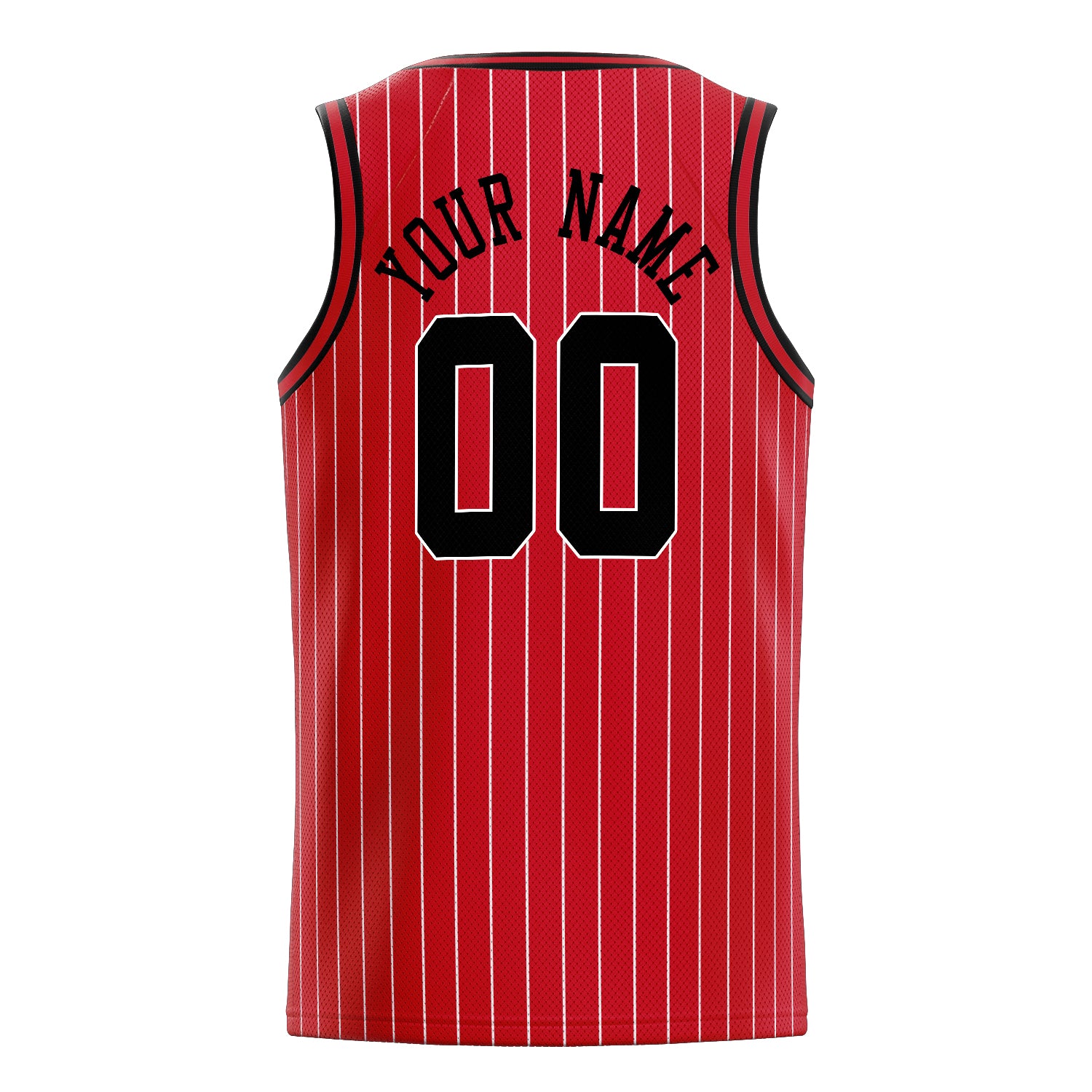 Personalized Red & Black White Pinstripe Basketball Jersey