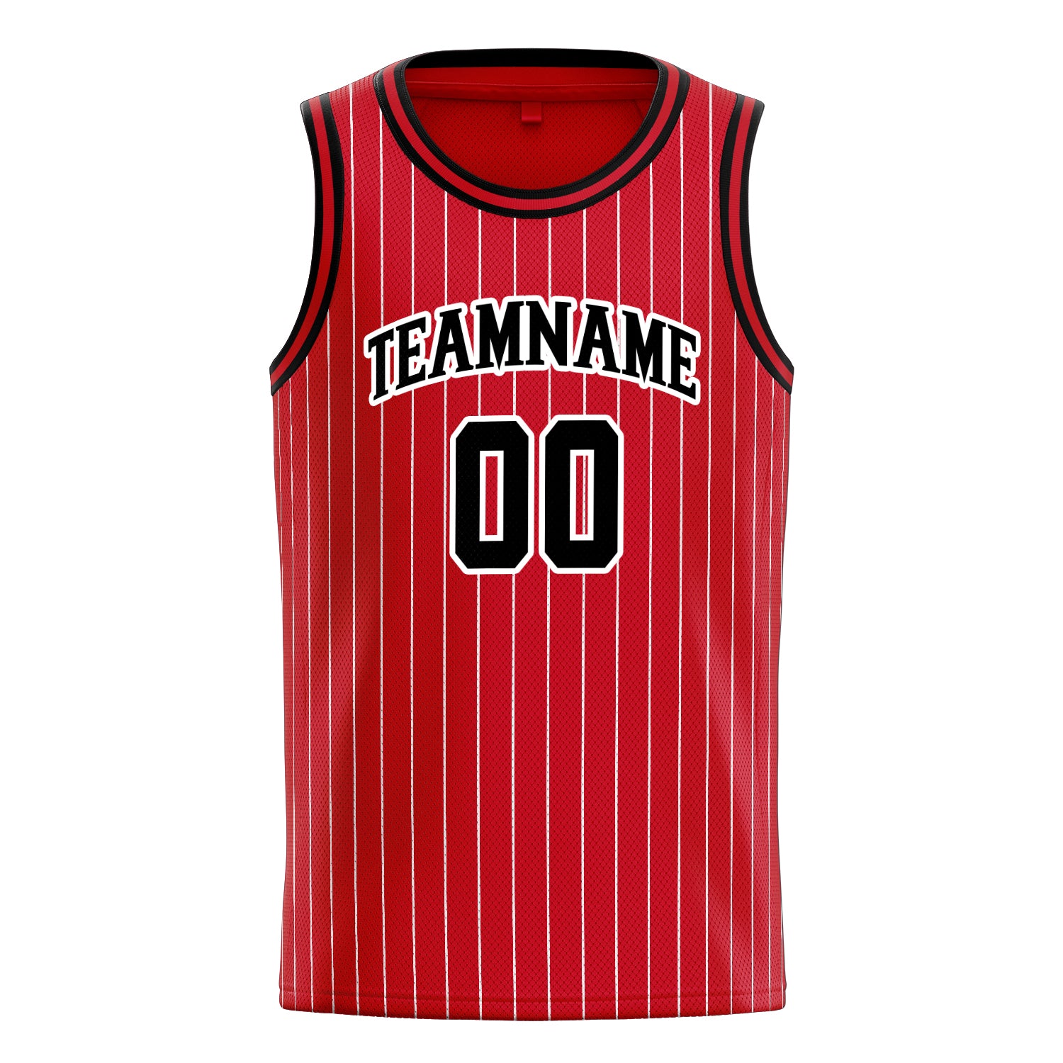Personalized Red & Black White Pinstripe Basketball Jersey