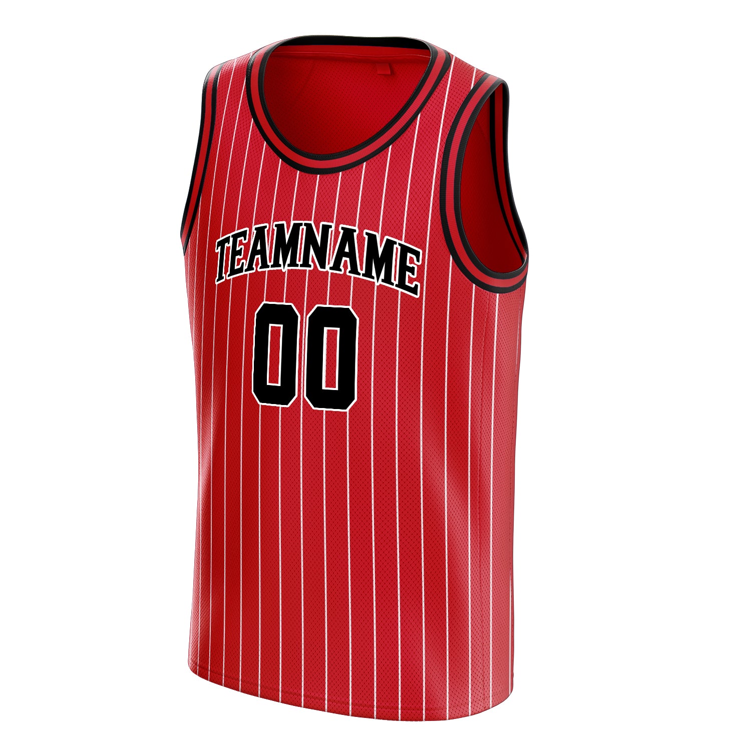 Personalized Red & Black White Pinstripe Basketball Jersey