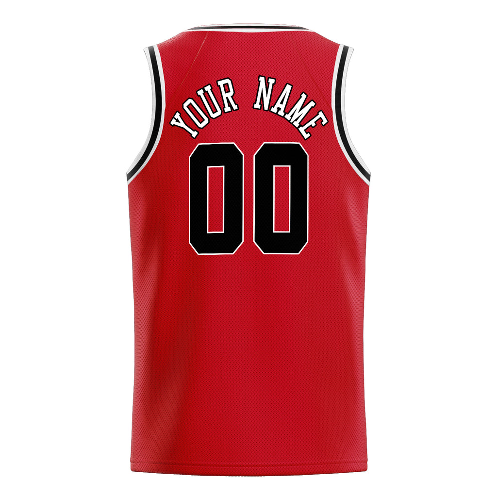 Personalized Red & Black Solid Color Basketball Jersey