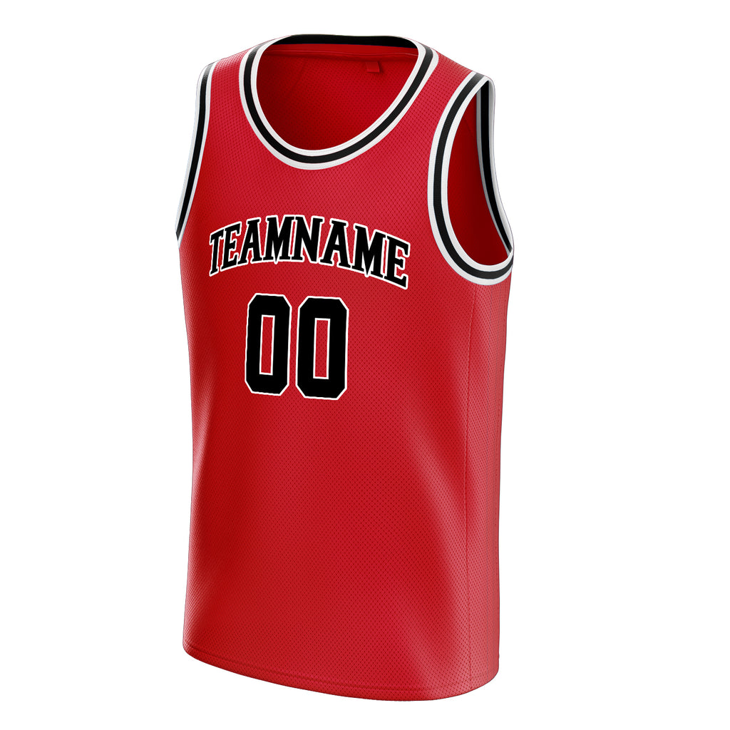 Personalized Red & Black Solid Color Basketball Jersey