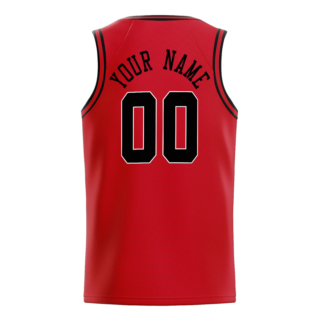 Personalized Red & Black Solid Color Basketball Jersey