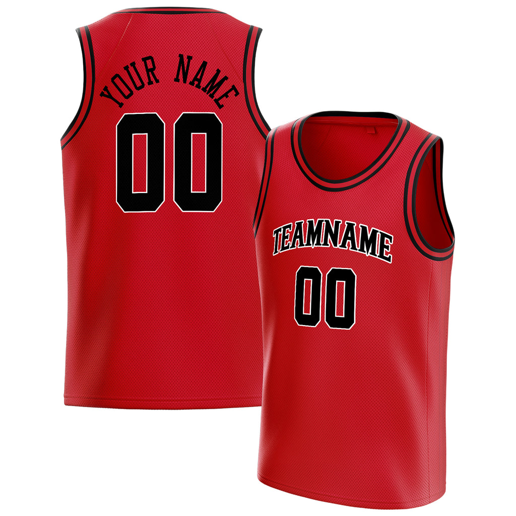 Personalized Red & Black Solid Color Basketball Jersey