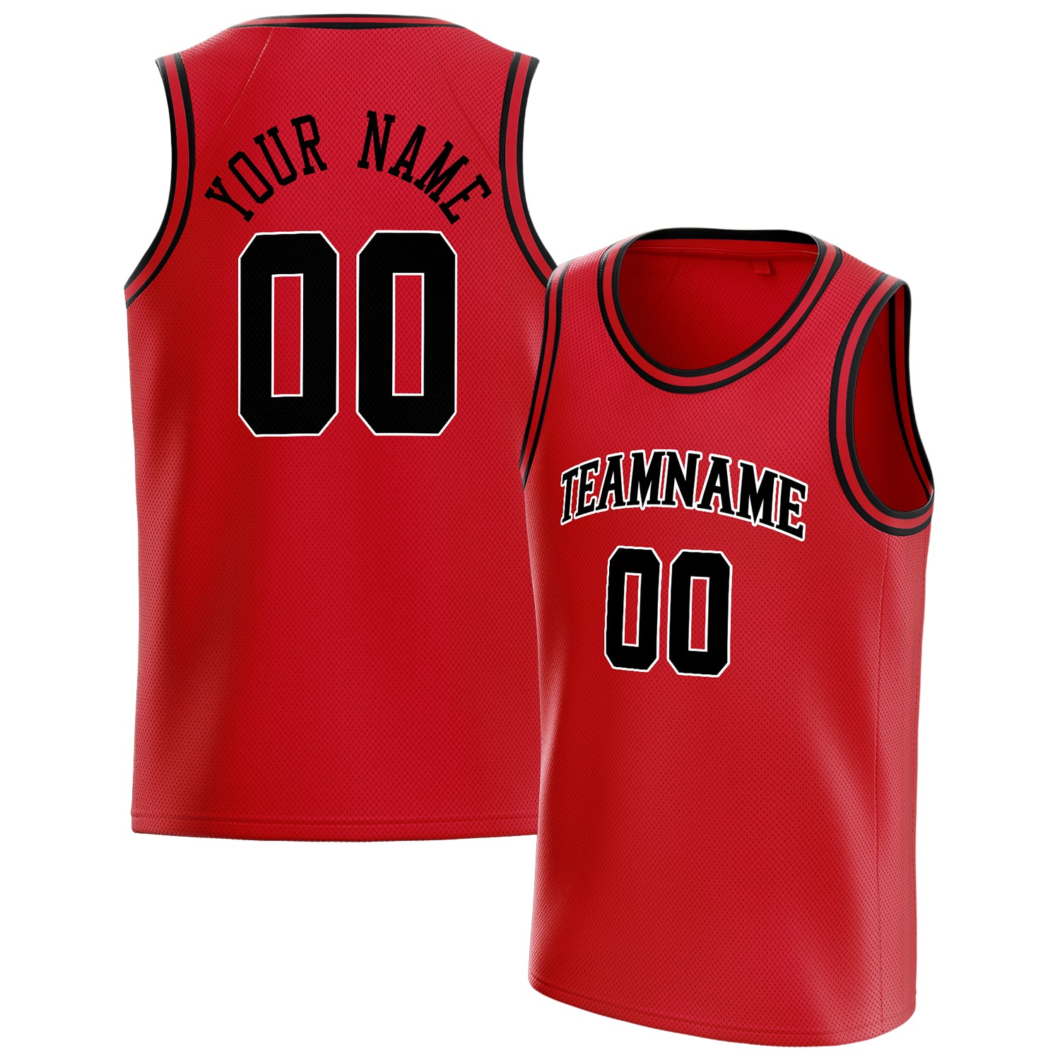 Personalized Red & Black Solid Color Basketball Jersey