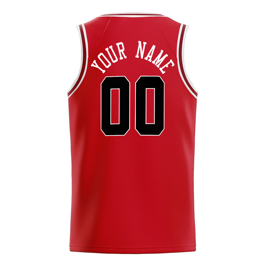 Personalized Red & Black Solid Color Basketball Jersey