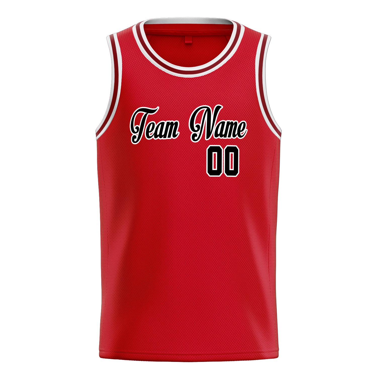 Personalized Red & Black Solid Color Basketball Jersey