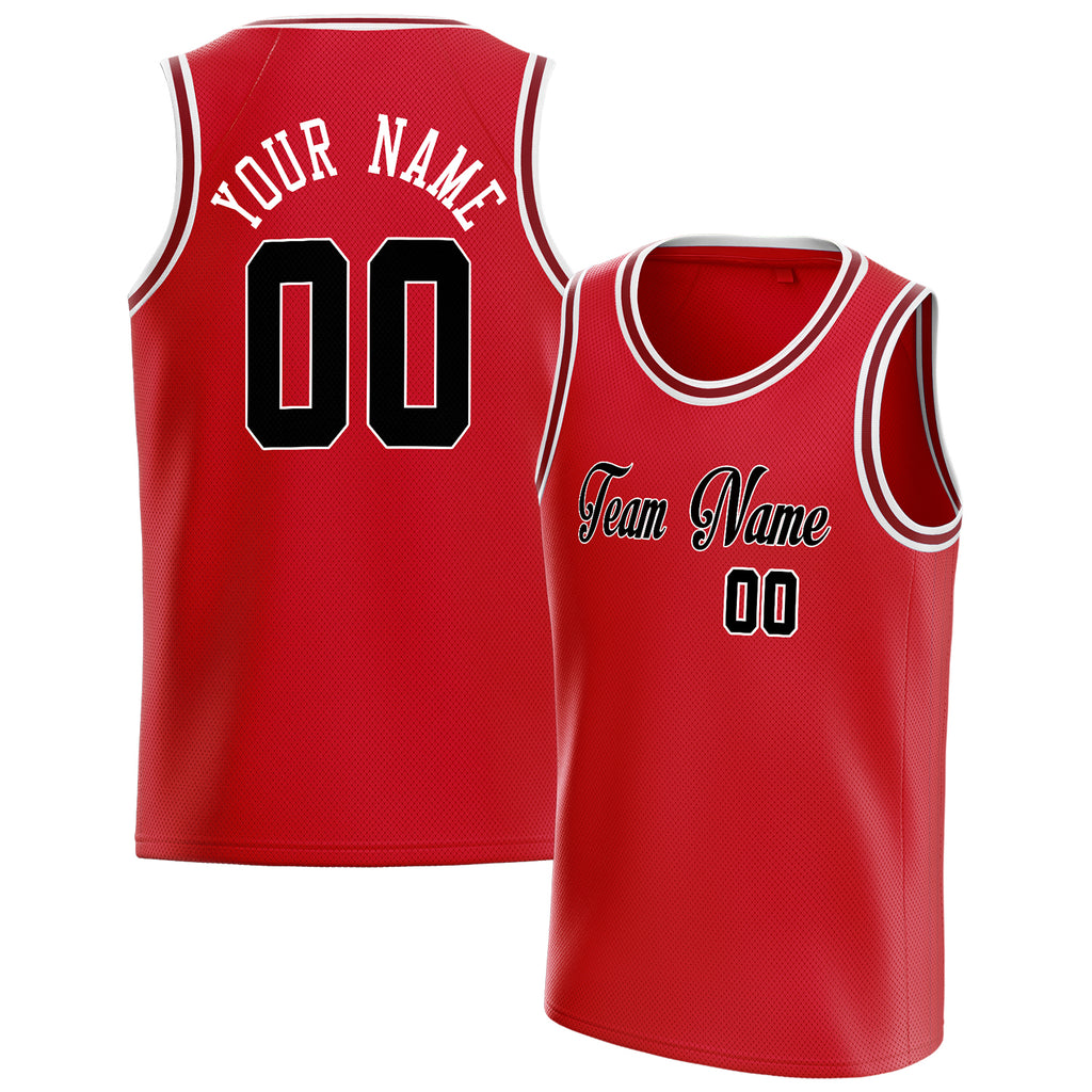 Personalized Red & Black Solid Color Basketball Jersey