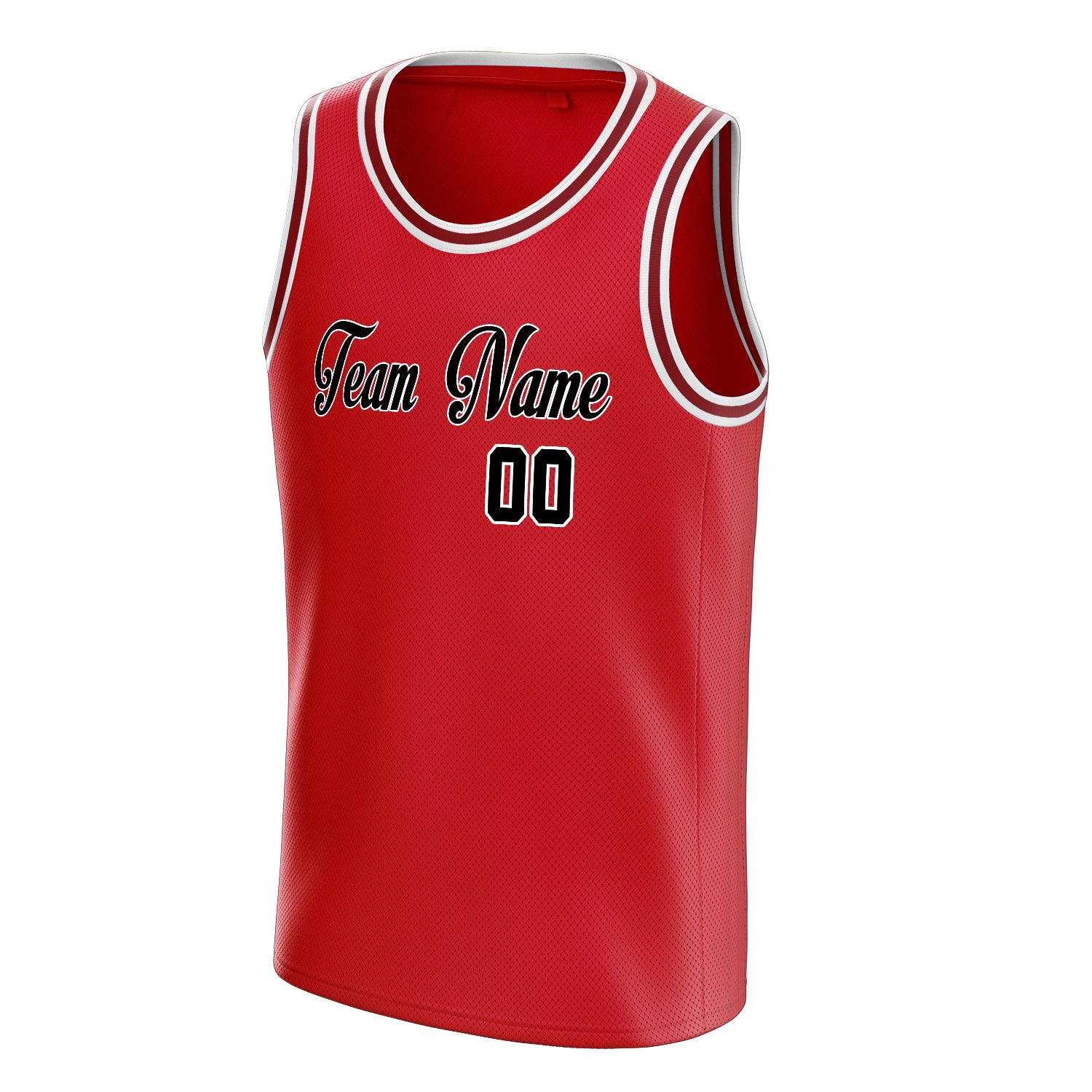 Personalized Red & Black Solid Color Basketball Jersey