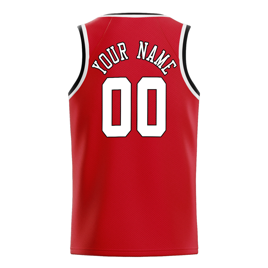 Personalized Red & White Solid Color Basketball Jersey