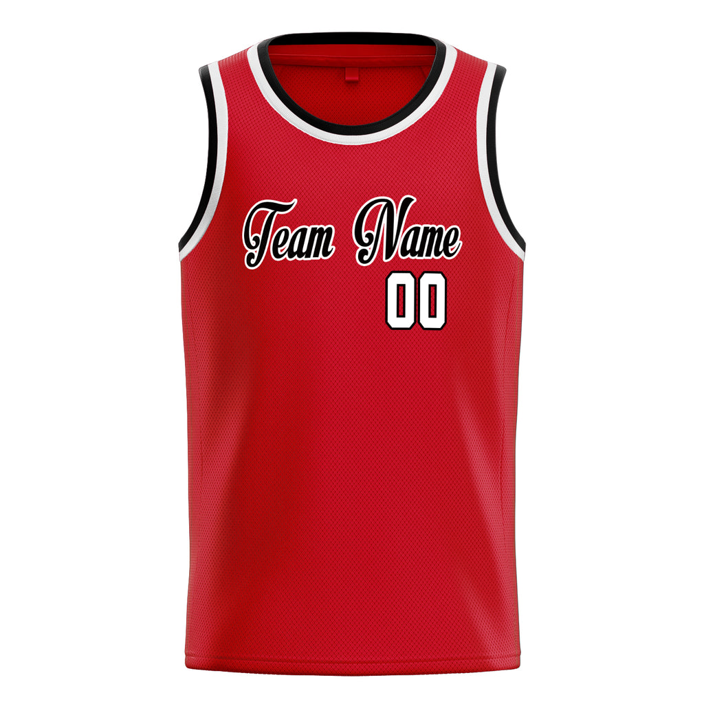 Personalized Red & White Solid Color Basketball Jersey