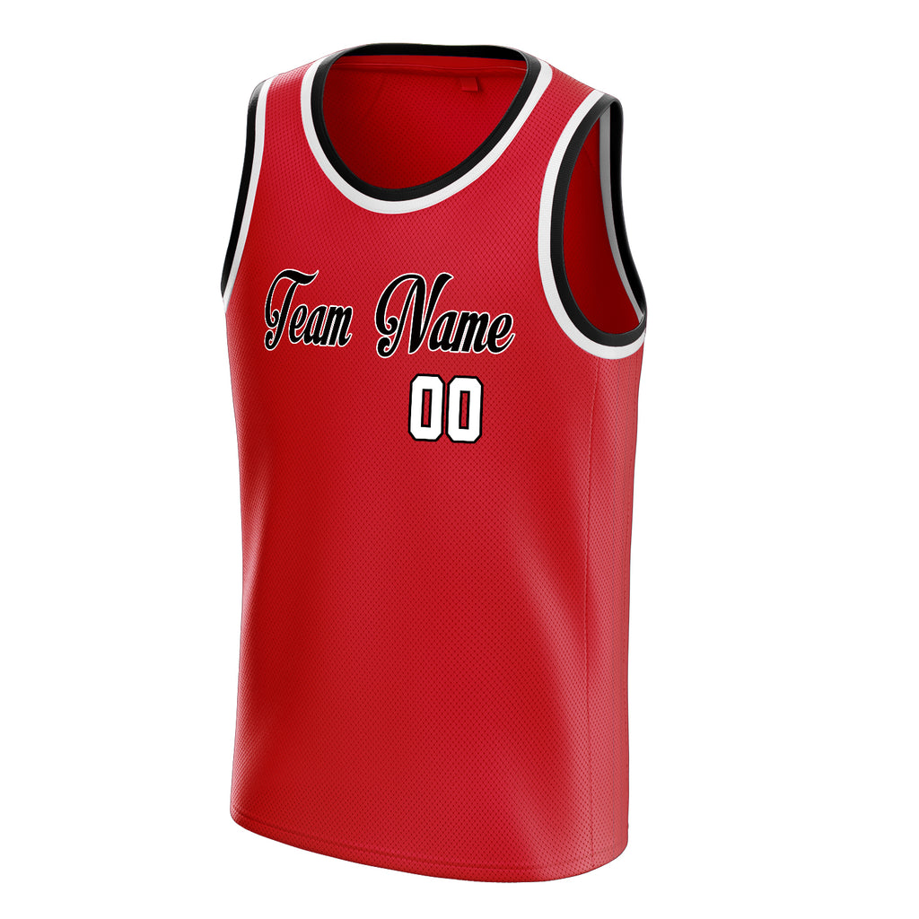 Personalized Red & White Solid Color Basketball Jersey