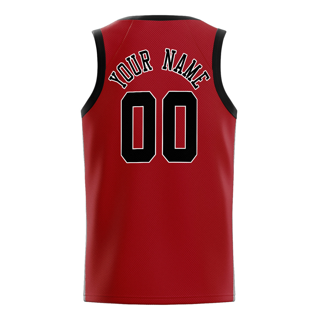Personalized Red & Black Solid Color Basketball Jersey