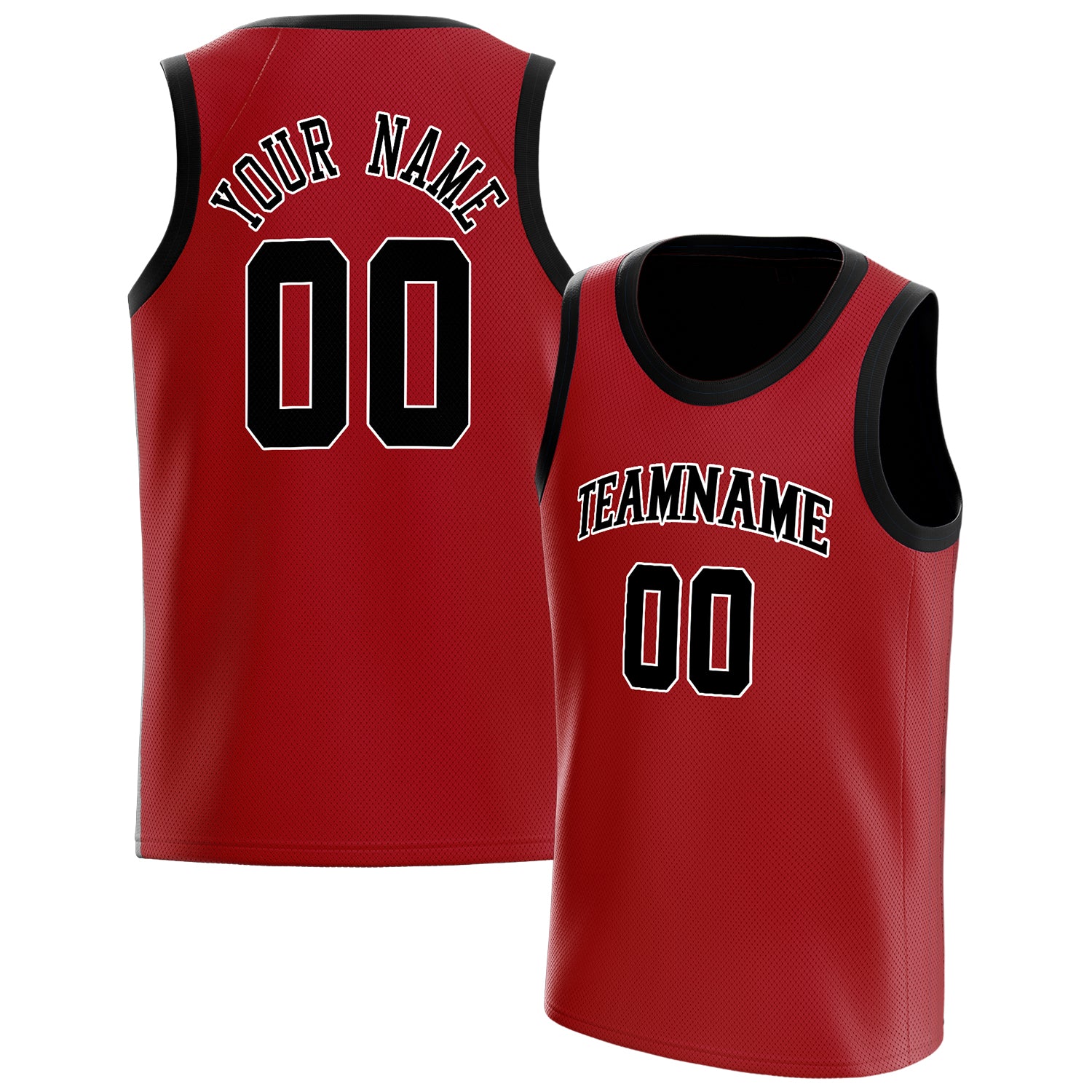 Personalized Red & Black Solid Color Basketball Jersey