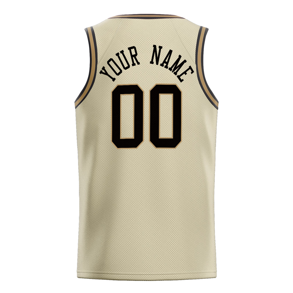 Personalized Cream & Black Solid Color Basketball Jersey