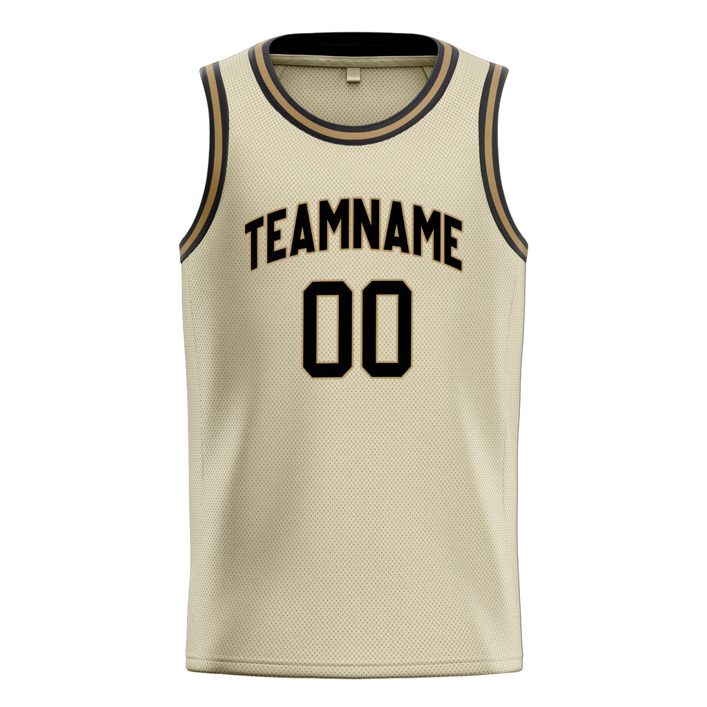 Personalized Cream & Black Solid Color Basketball Jersey
