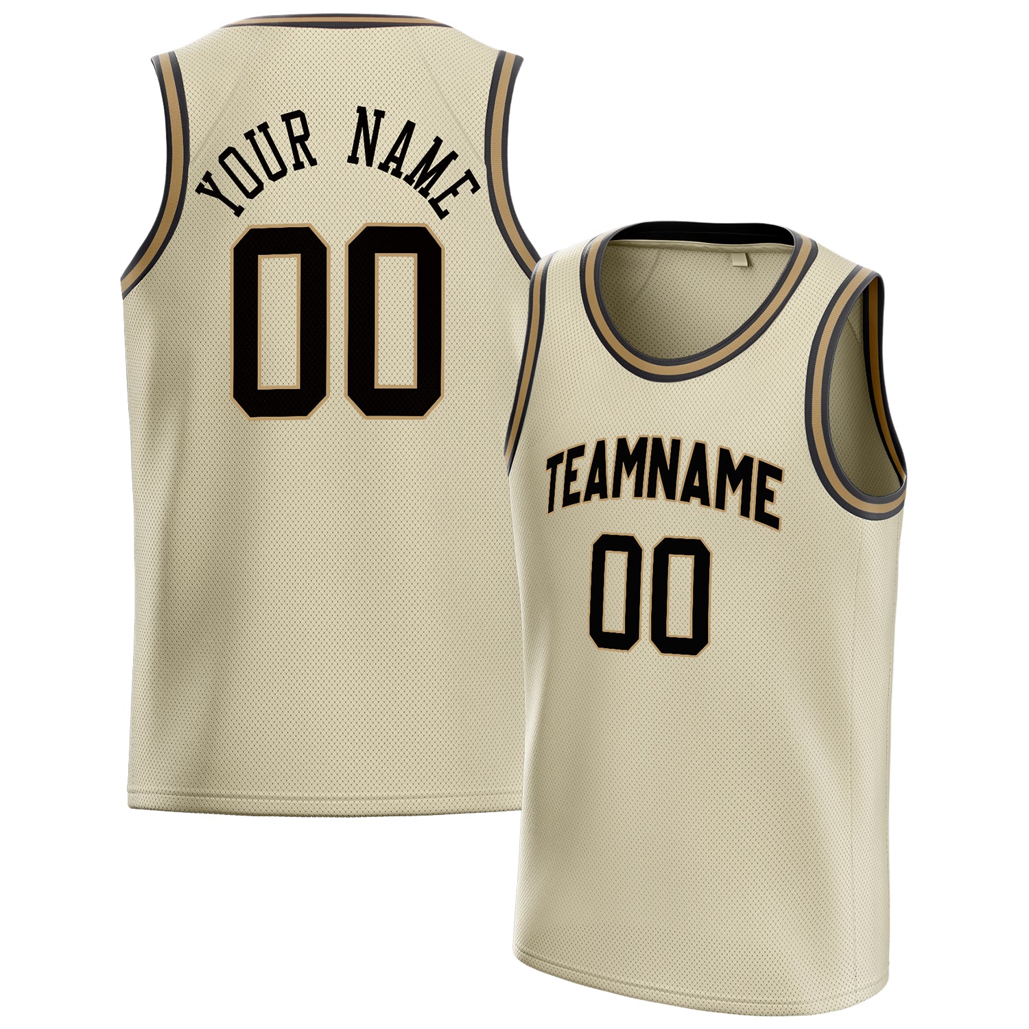 Personalized Cream & Black Solid Color Basketball Jersey