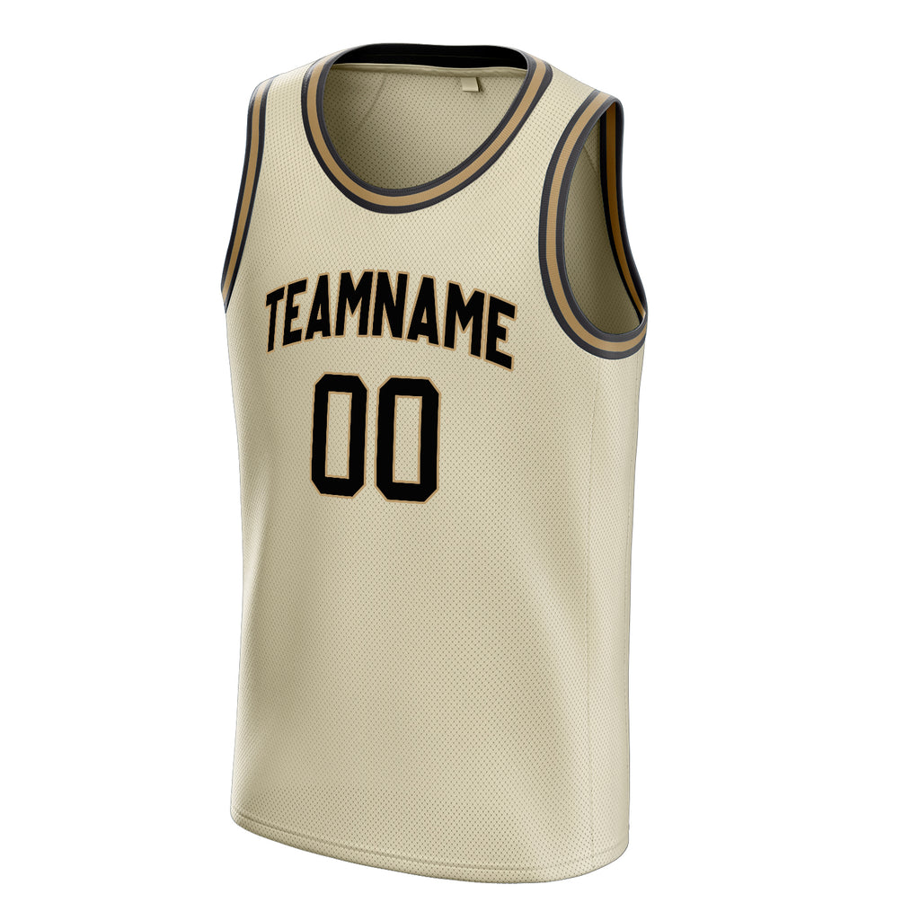 Personalized Cream & Black Solid Color Basketball Jersey