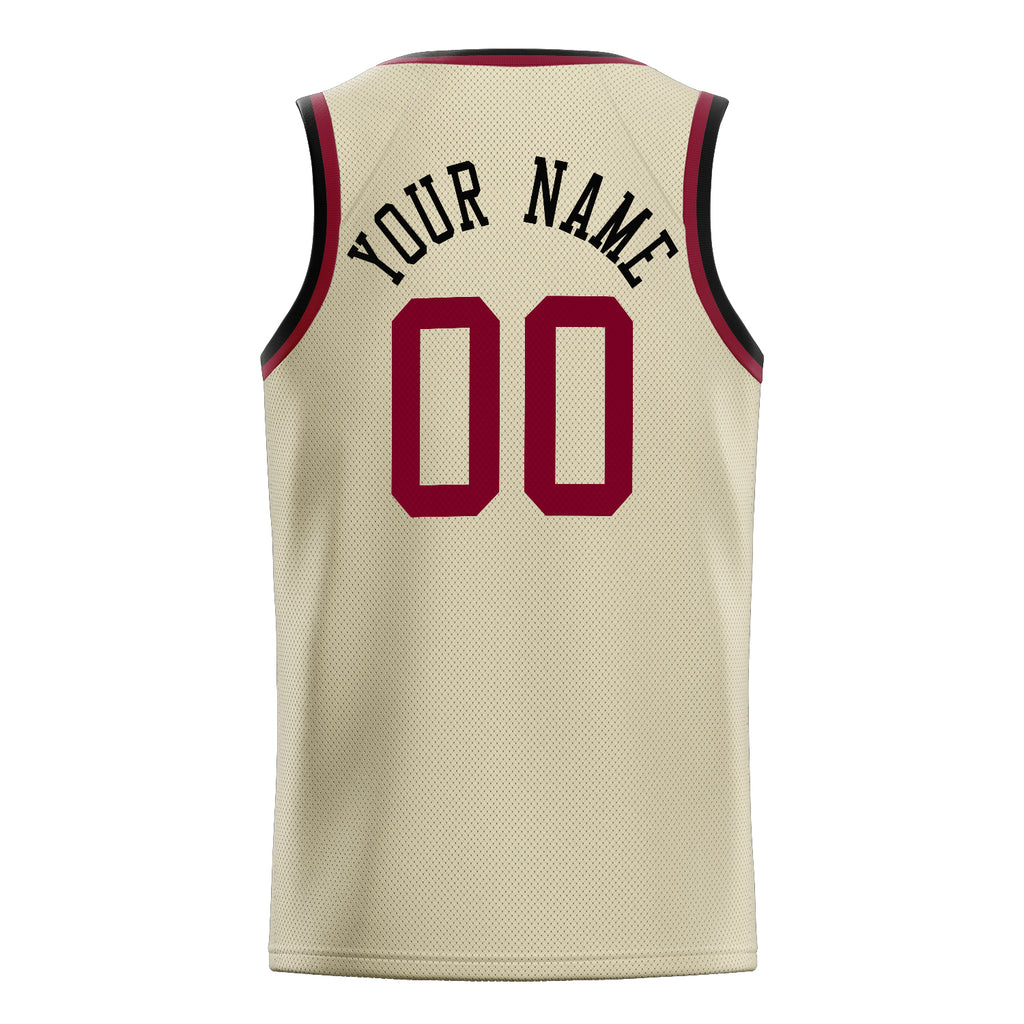 Personalized Cream & Red Solid Color Basketball Jersey