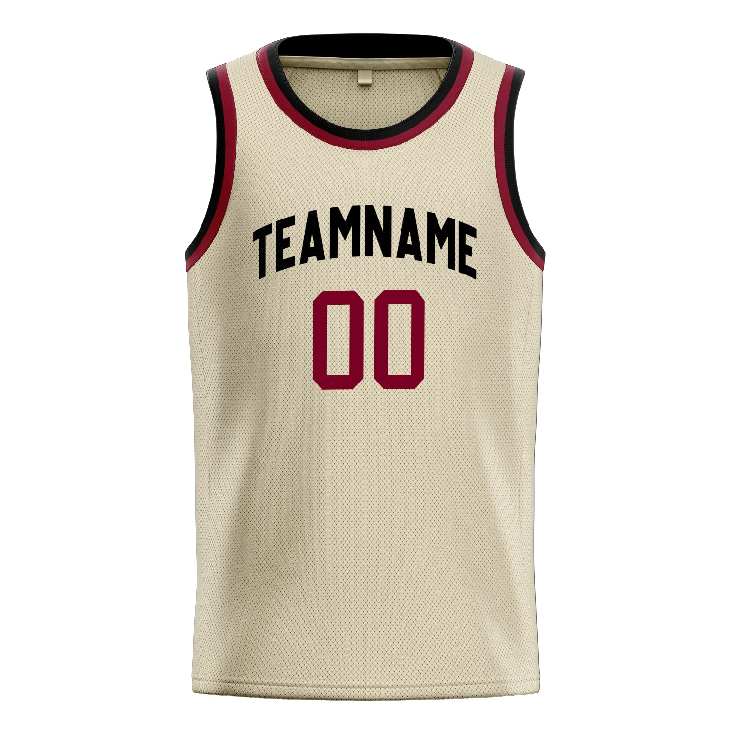 Personalized Cream & Red Solid Color Basketball Jersey