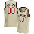 Personalized Cream & Red Solid Color Basketball Jersey