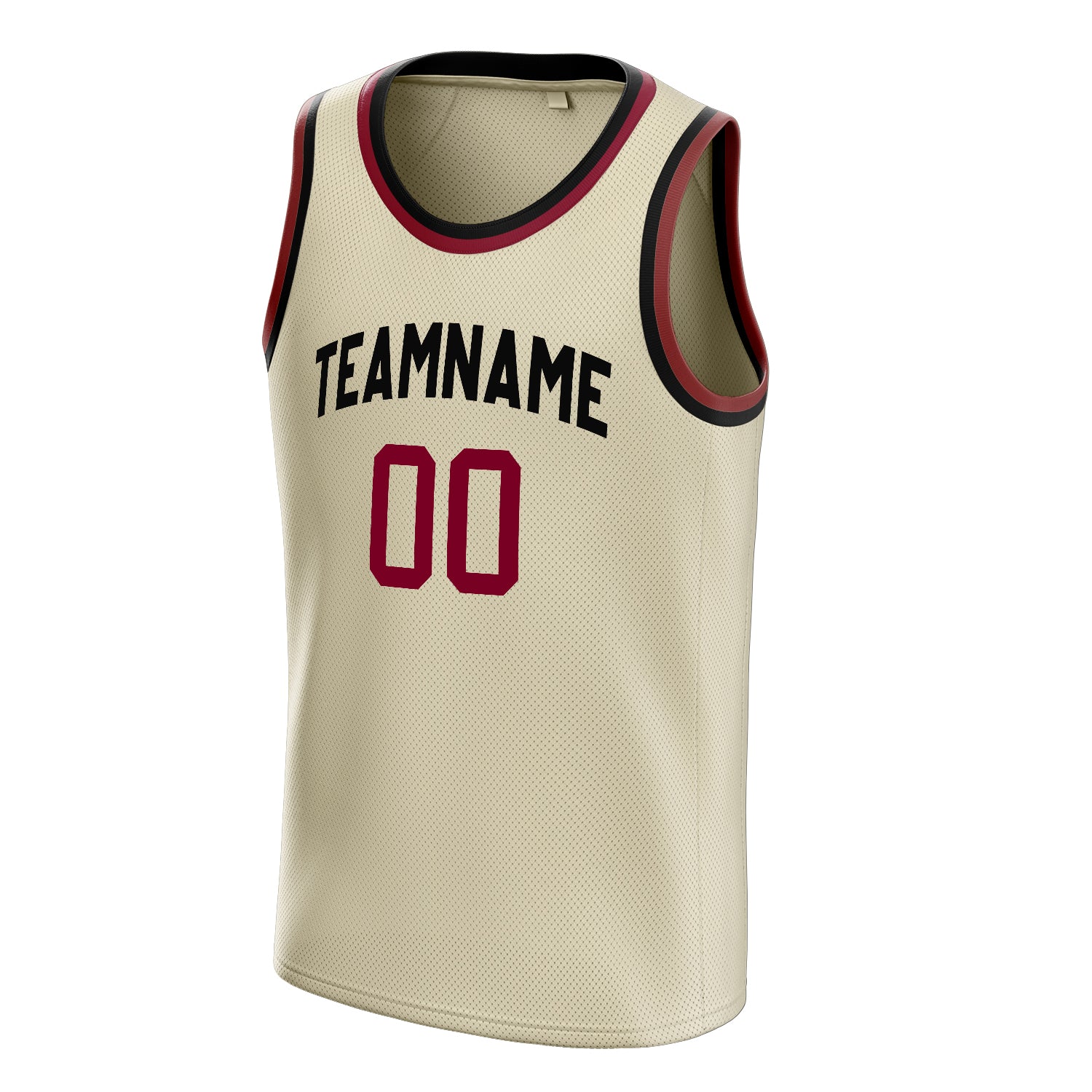 Personalized Cream & Red Solid Color Basketball Jersey
