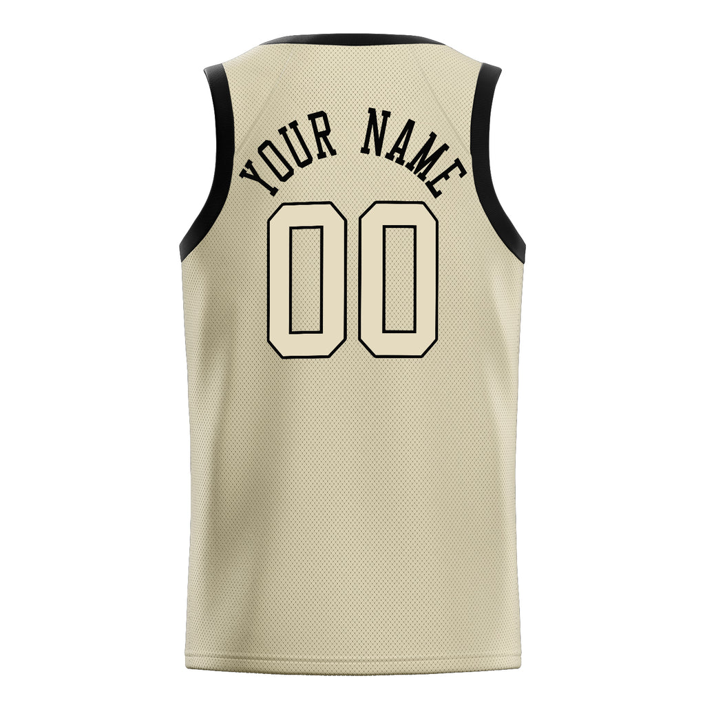 Personalized Cream & Black Solid Color Basketball Jersey