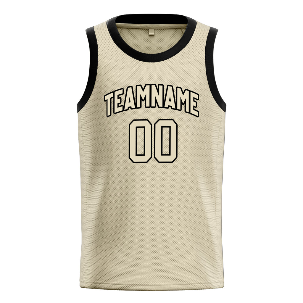 Personalized Cream & Black Solid Color Basketball Jersey