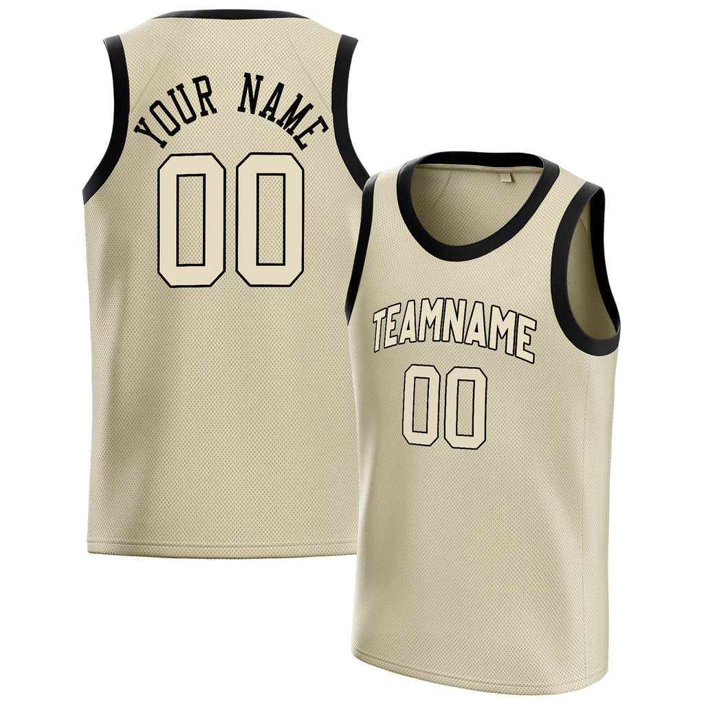 Personalized Cream & Black Solid Color Basketball Jersey