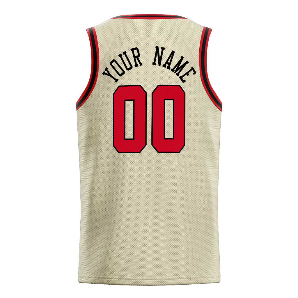 Personalized Cream & Red Solid Color Basketball Jersey