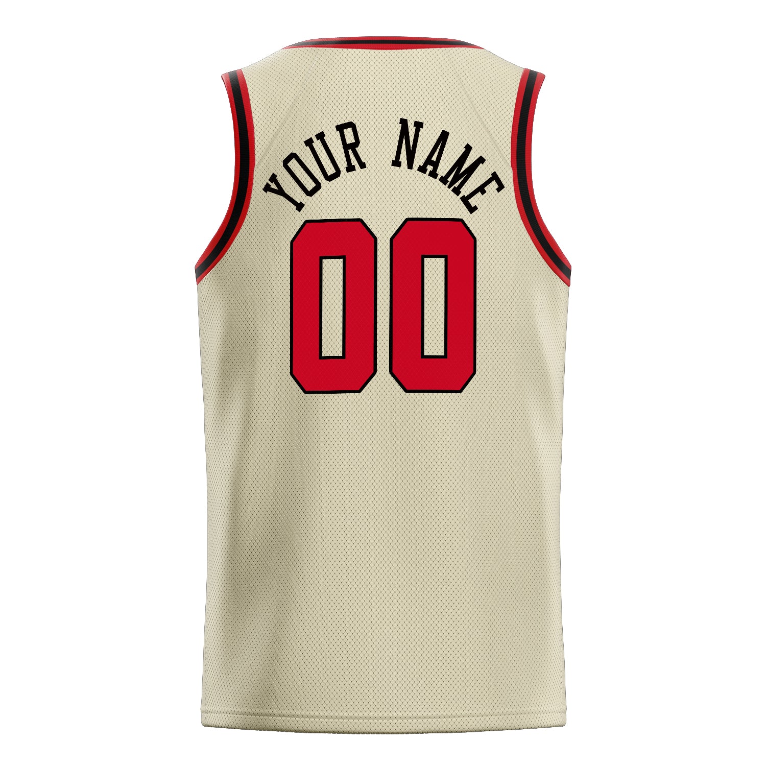 Personalized Cream & Red Solid Color Basketball Jersey