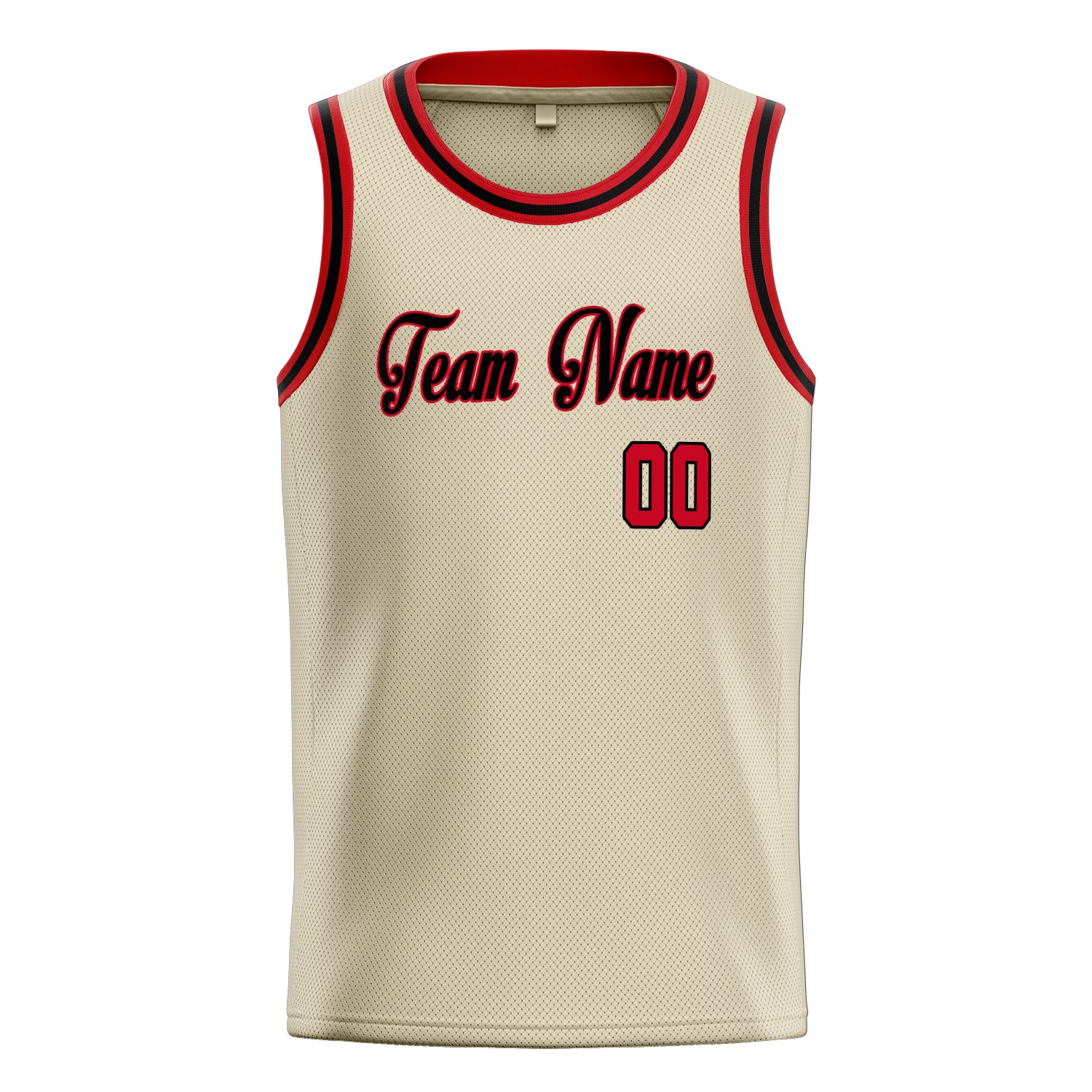 Personalized Cream & Red Solid Color Basketball Jersey