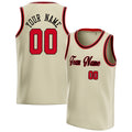 Personalized Cream & Red Solid Color Basketball Jersey