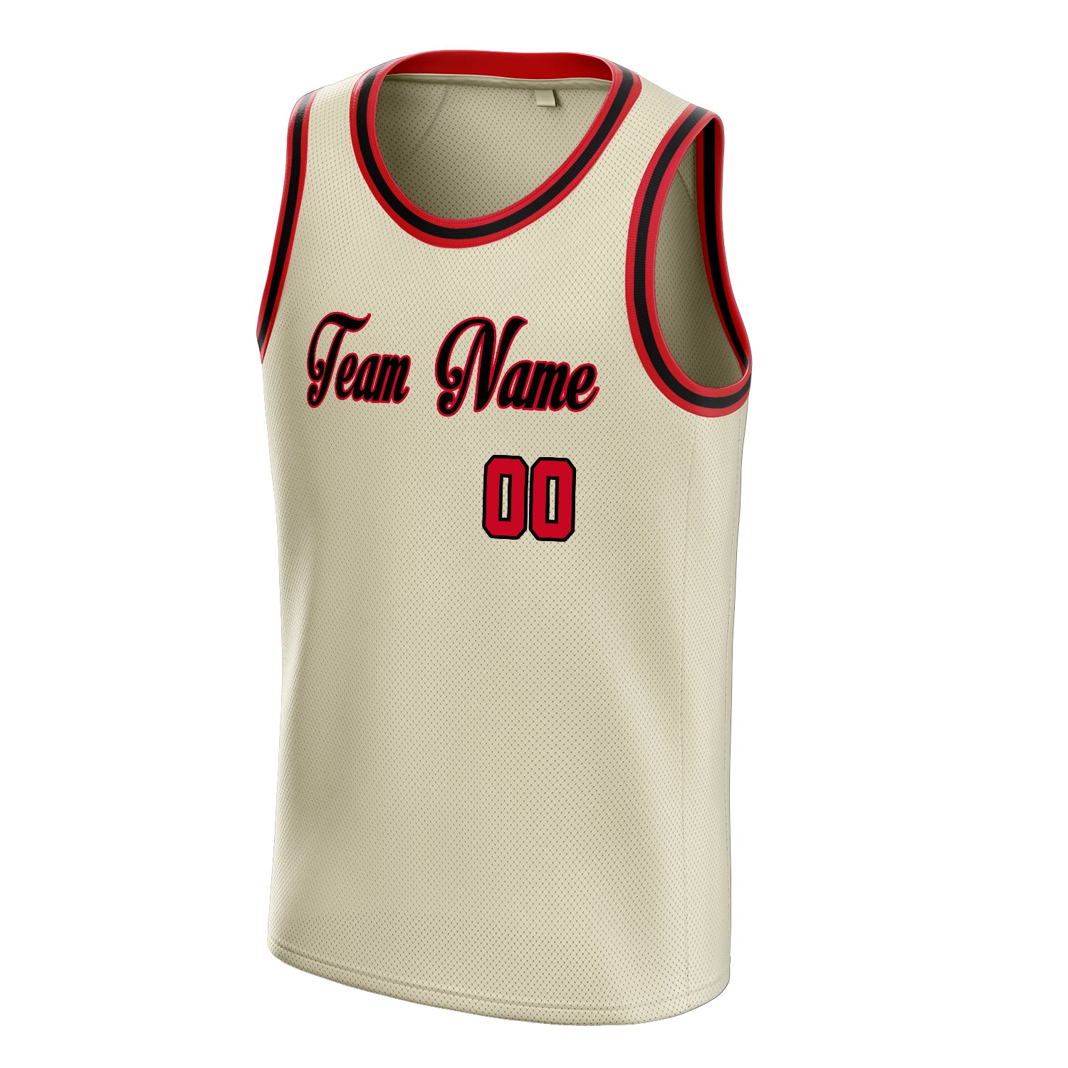 Personalized Cream & Red Solid Color Basketball Jersey