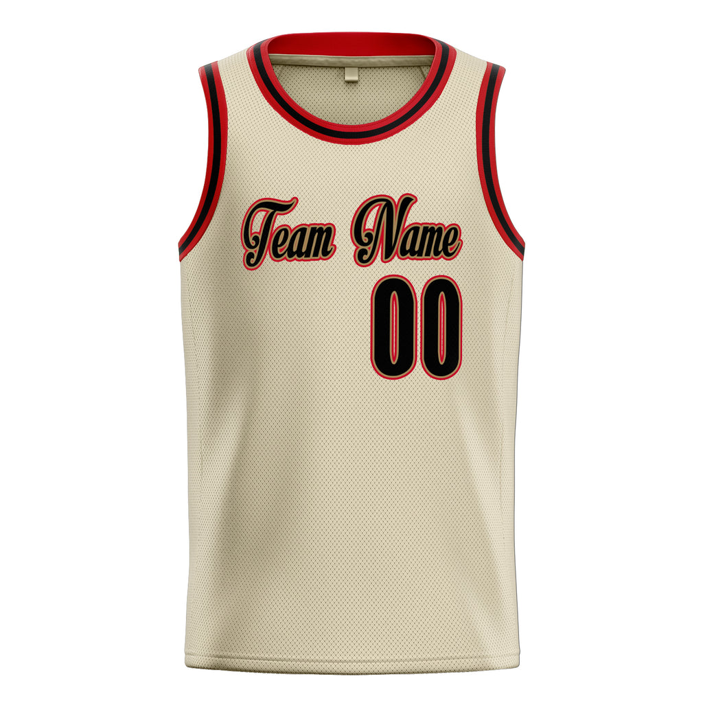 Personalized Cream & Black Solid Color Basketball Jersey