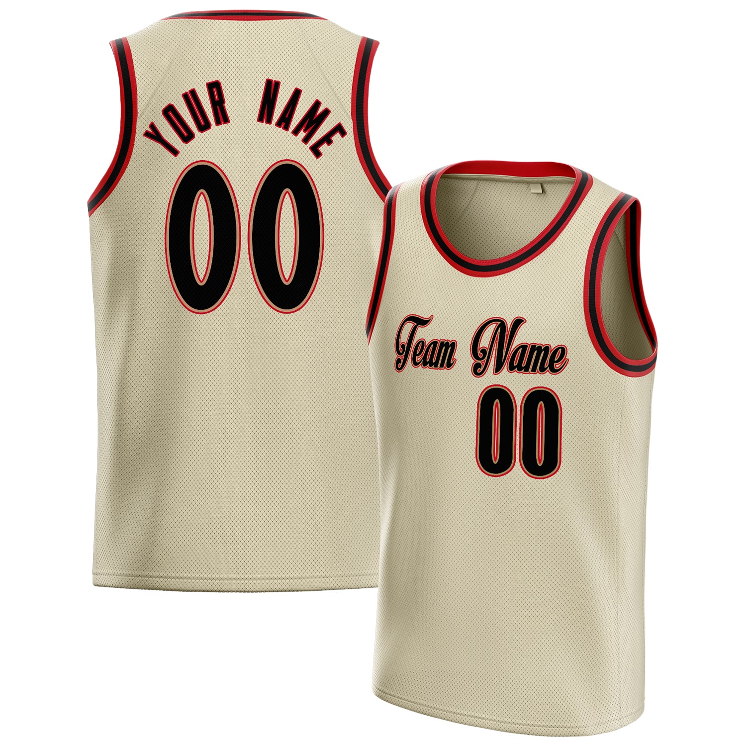 Personalized Cream & Black Solid Color Basketball Jersey