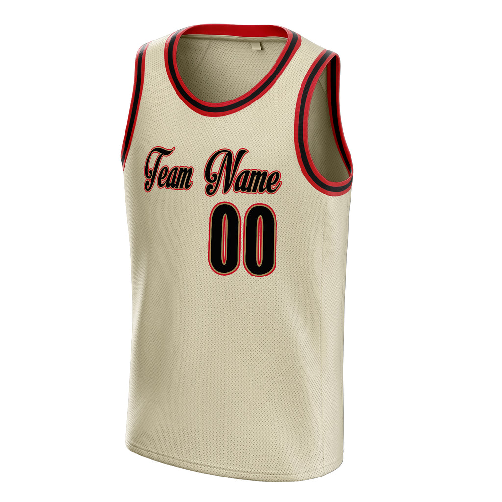 Personalized Cream & Black Solid Color Basketball Jersey