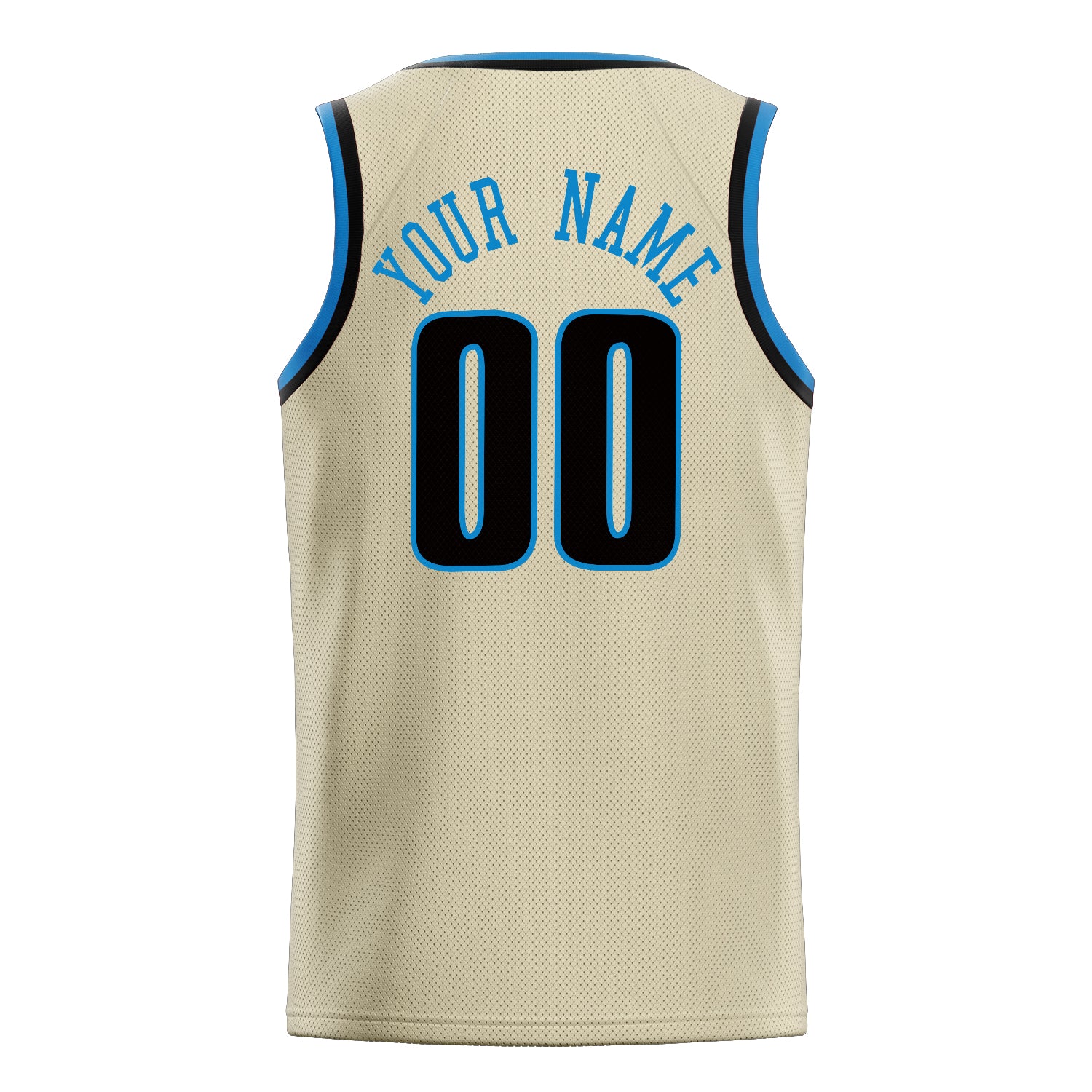 Personalized Cream & Blue Solid Color Basketball Jersey