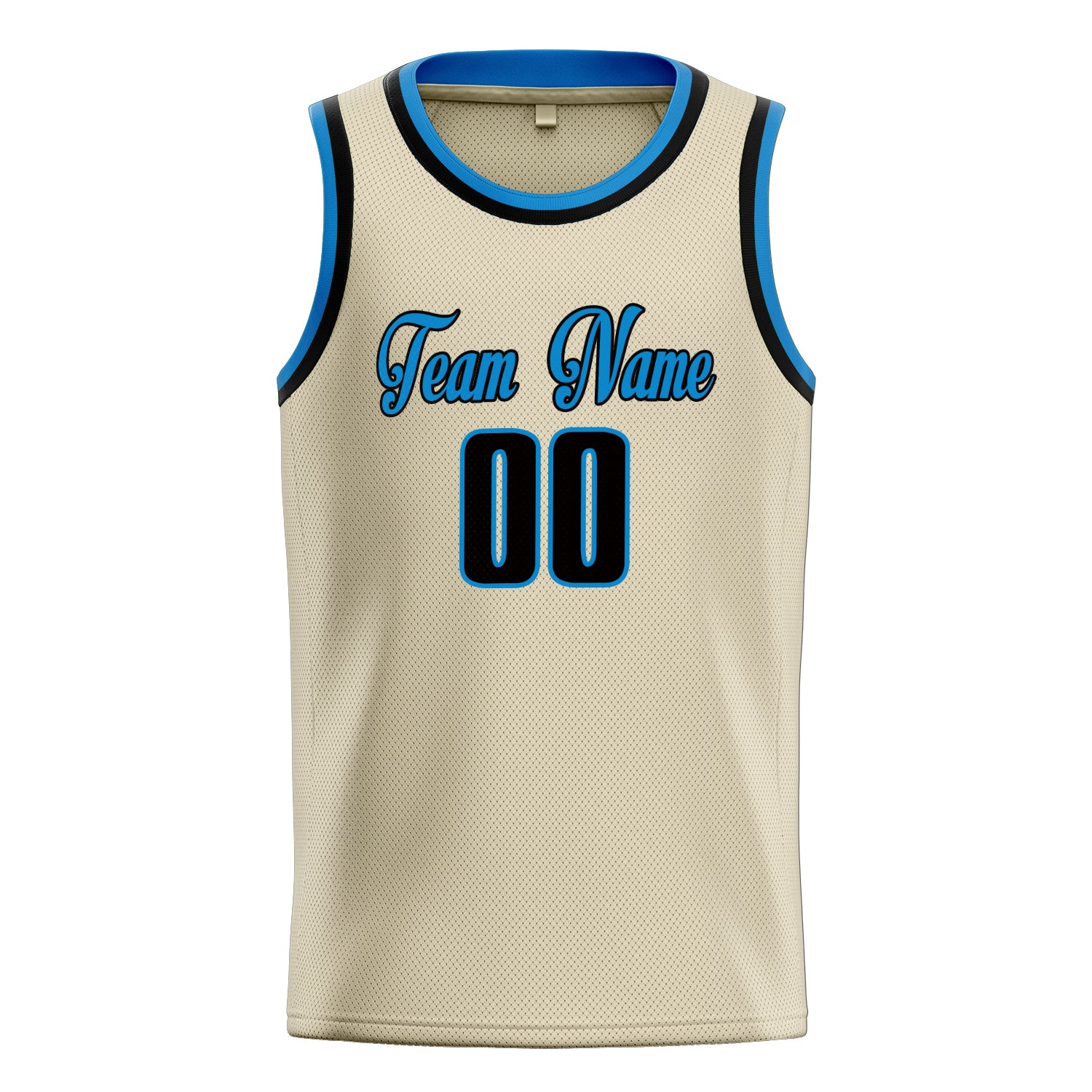 Personalized Cream & Blue Solid Color Basketball Jersey