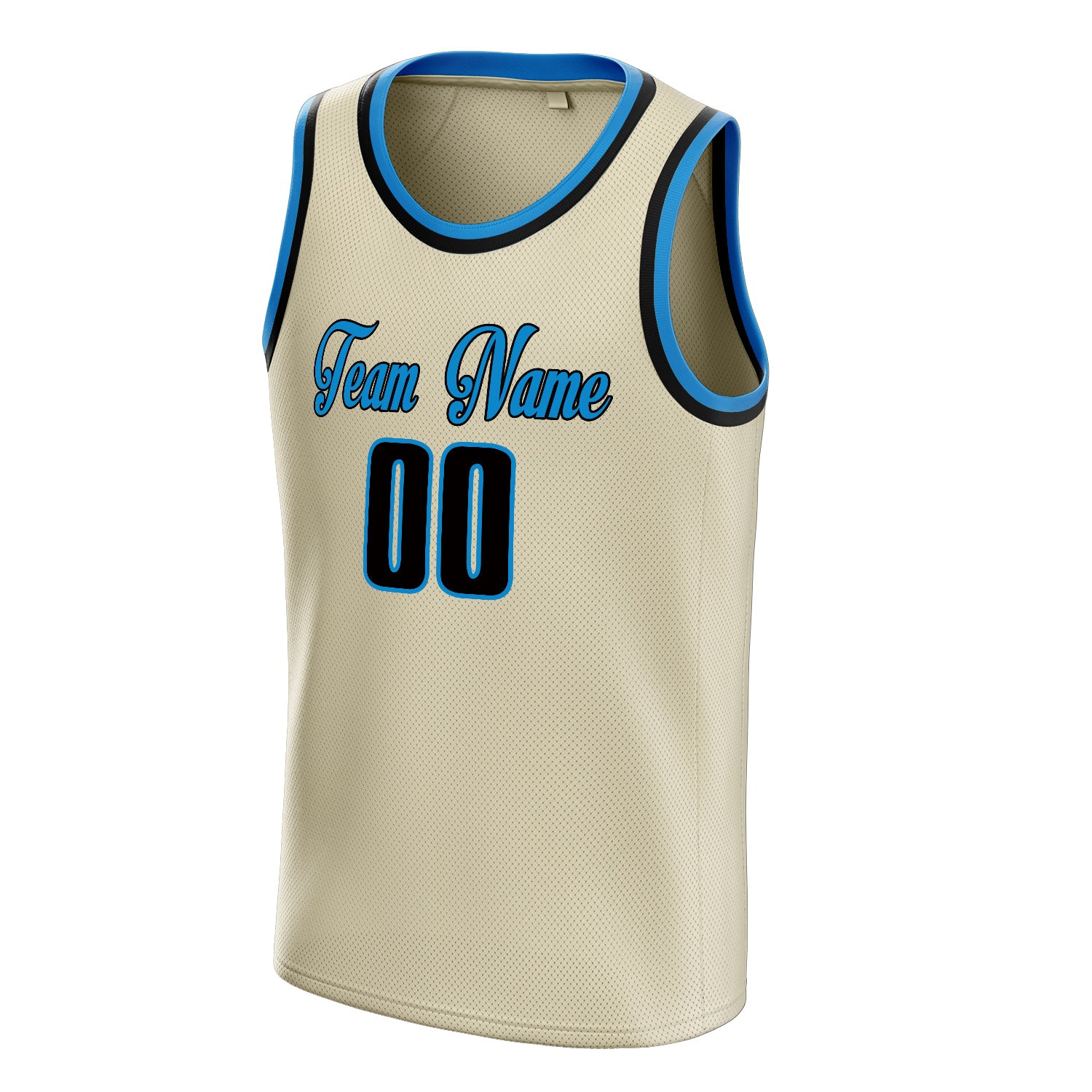 Personalized Cream & Blue Solid Color Basketball Jersey
