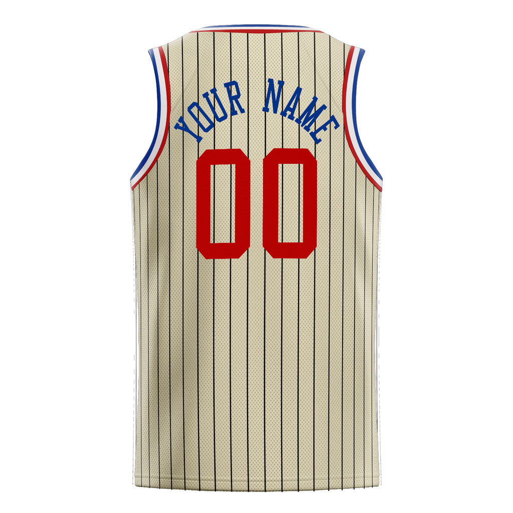 Personalized Cream & Orange Black Pinstripe Basketball Jersey