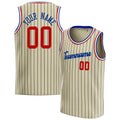 Personalized Cream & Orange Black Pinstripe Basketball Jersey
