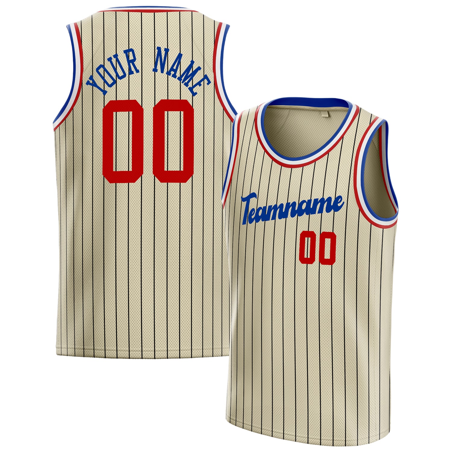 Personalized Cream & Orange Black Pinstripe Basketball Jersey