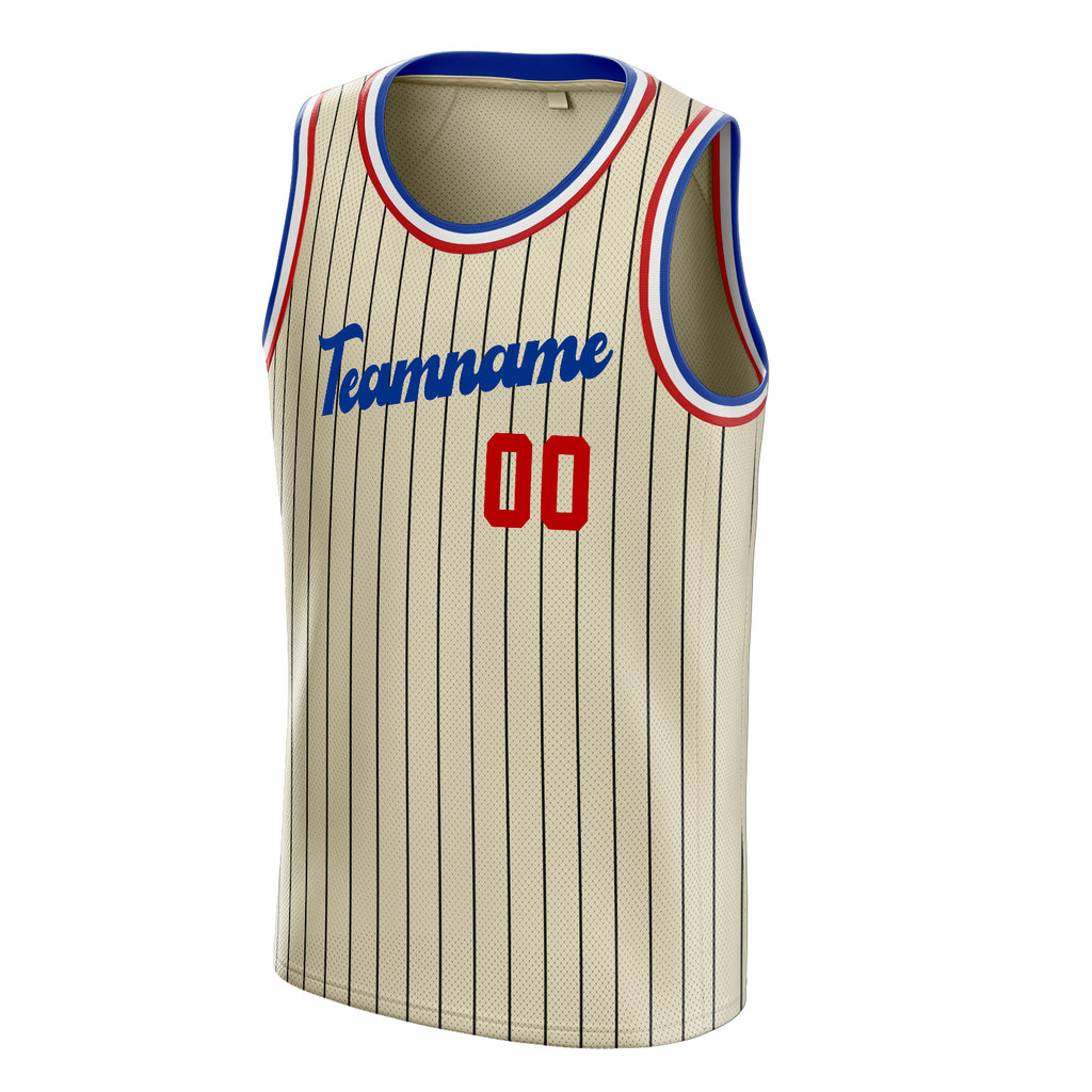 Personalized Cream & Orange Black Pinstripe Basketball Jersey