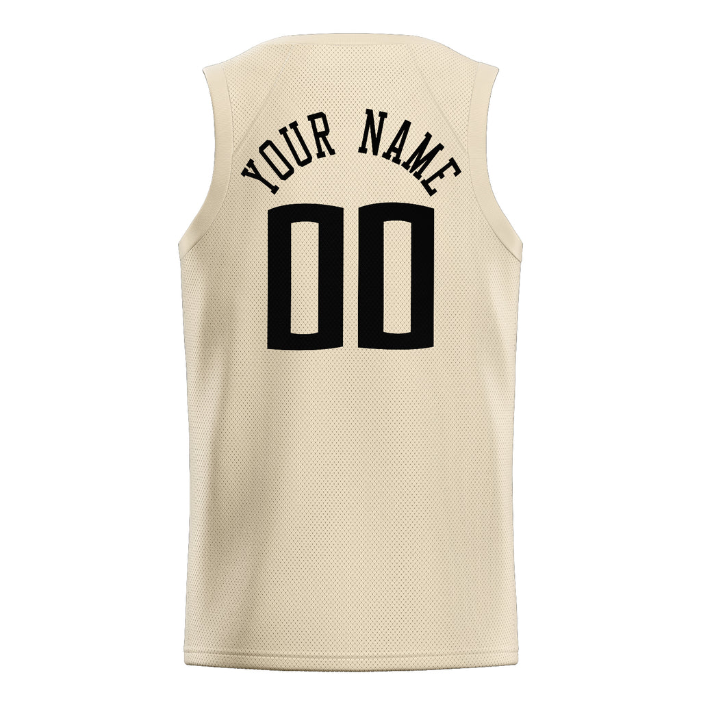 Personalized Cream & Black Solid Color Basketball Jersey
