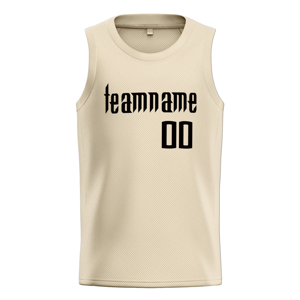 Personalized Cream & Black Solid Color Basketball Jersey