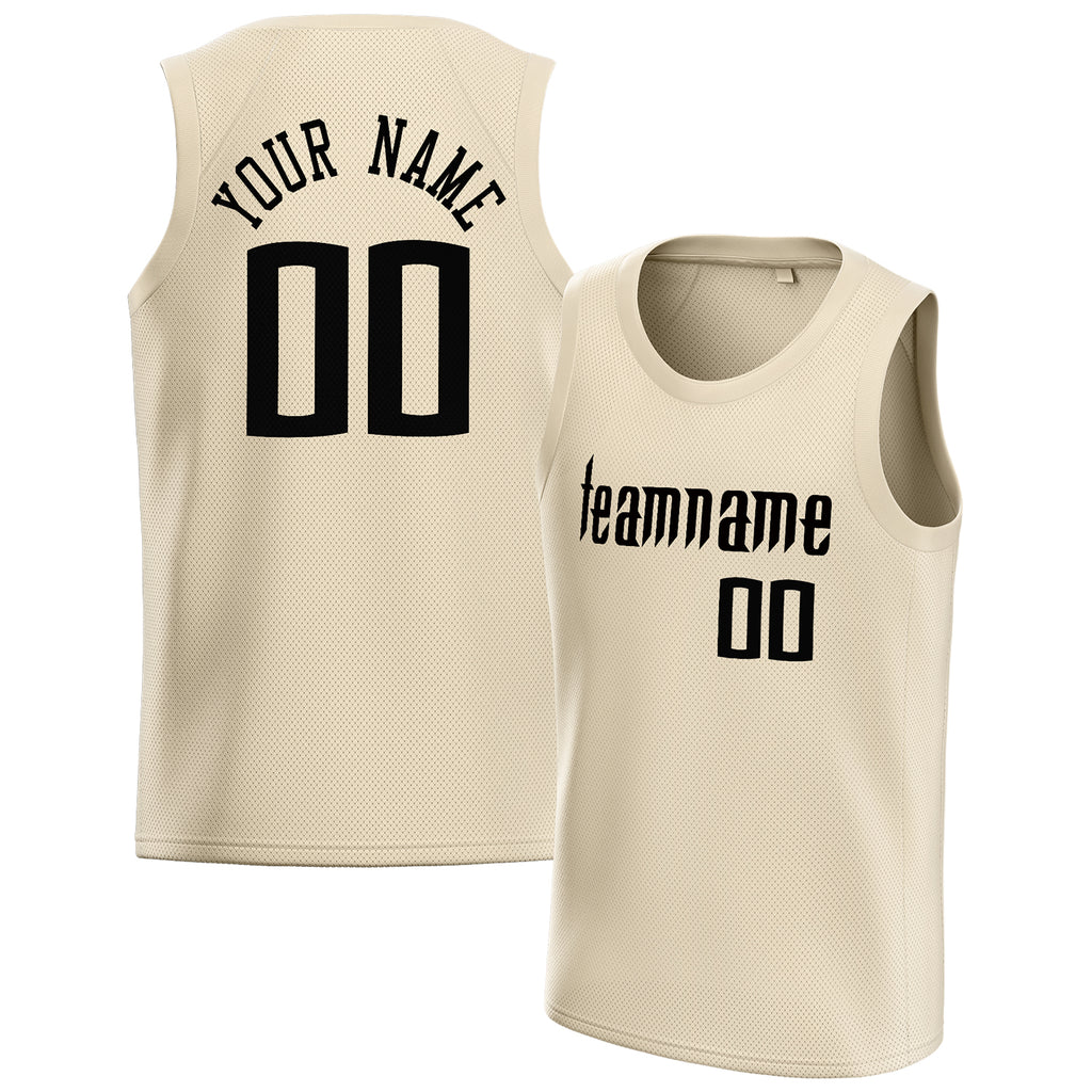 Personalized Cream & Black Solid Color Basketball Jersey
