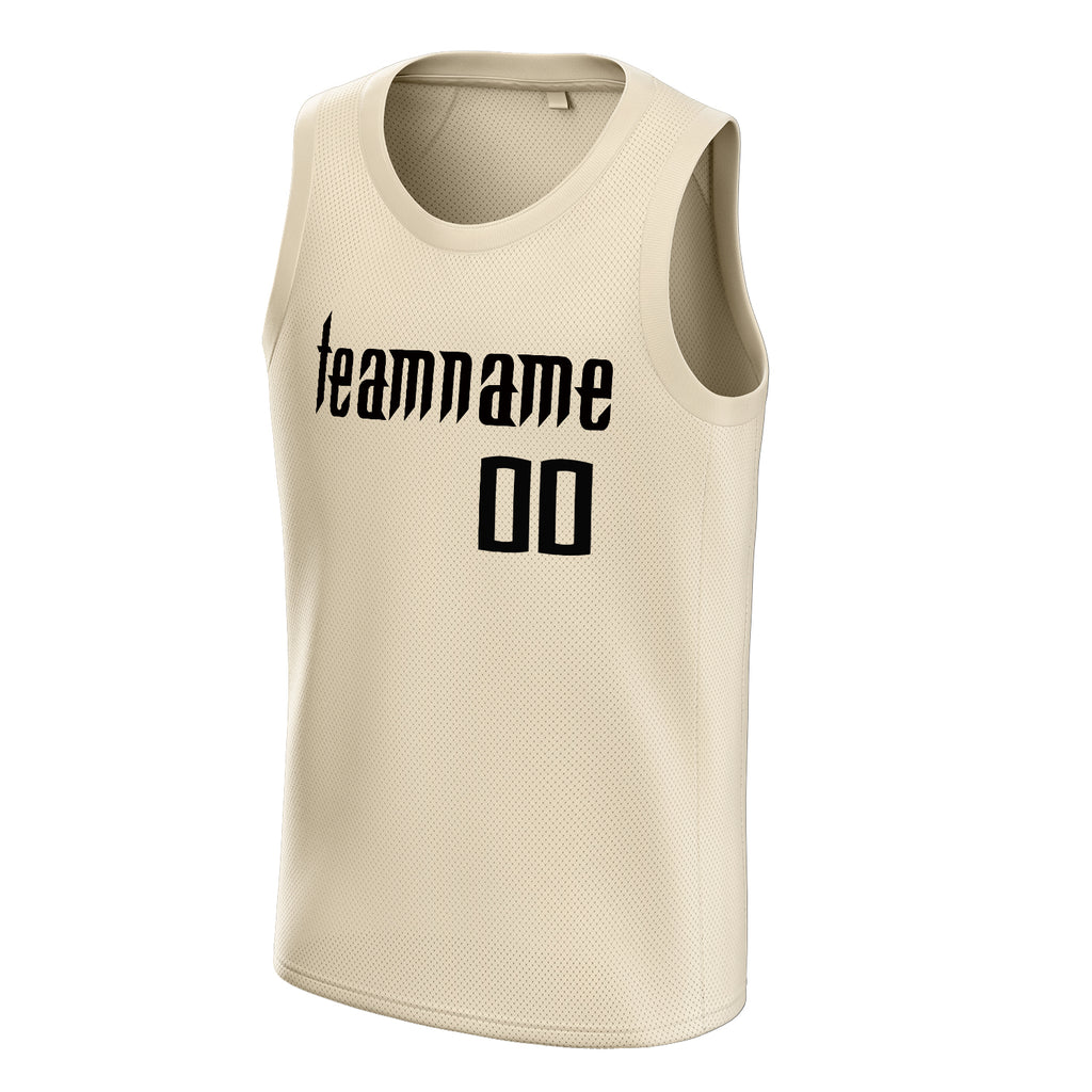 Personalized Cream & Black Solid Color Basketball Jersey